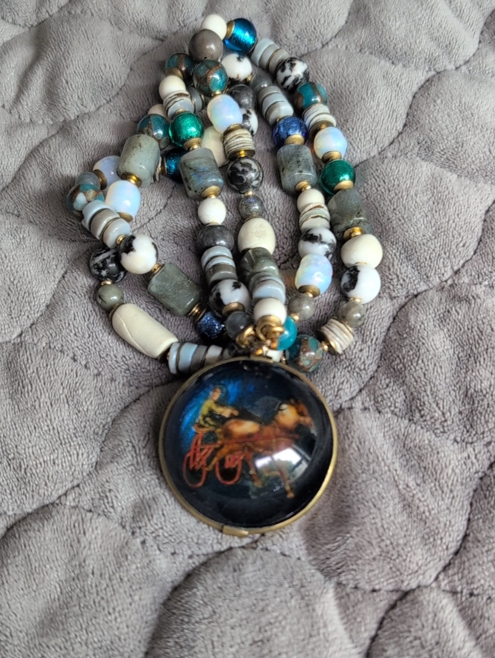 Vintage Horse Rosette From Bridal Beaded Necklace